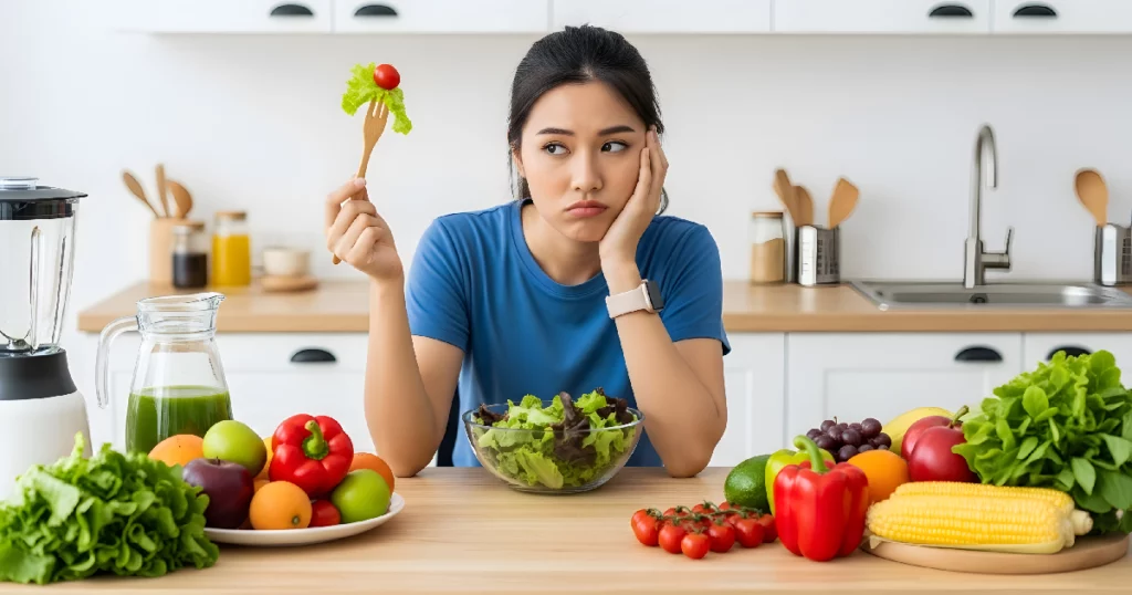 Woman choosing healthy foods for sustainable weight loss without dieting in Chesterfield, MO | Forever Weight Loss Clinic